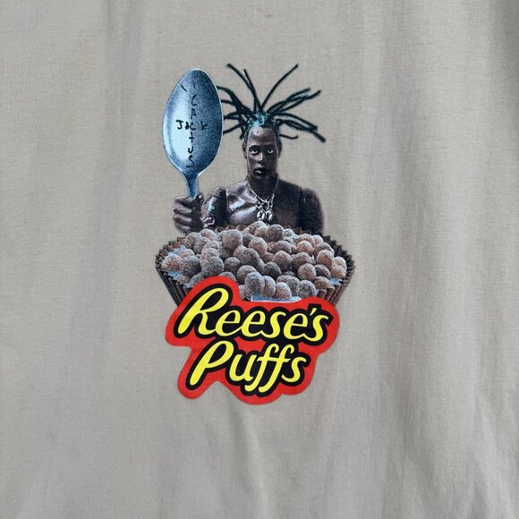 Travis Scott x Resse's Puffs Don't Cry Over Spilt Milk T-Shirt Adult M Tan RARE - Picture 3 of 9